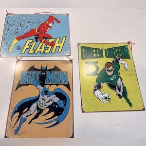 Lot of 3 DC Comics retro large tin signs